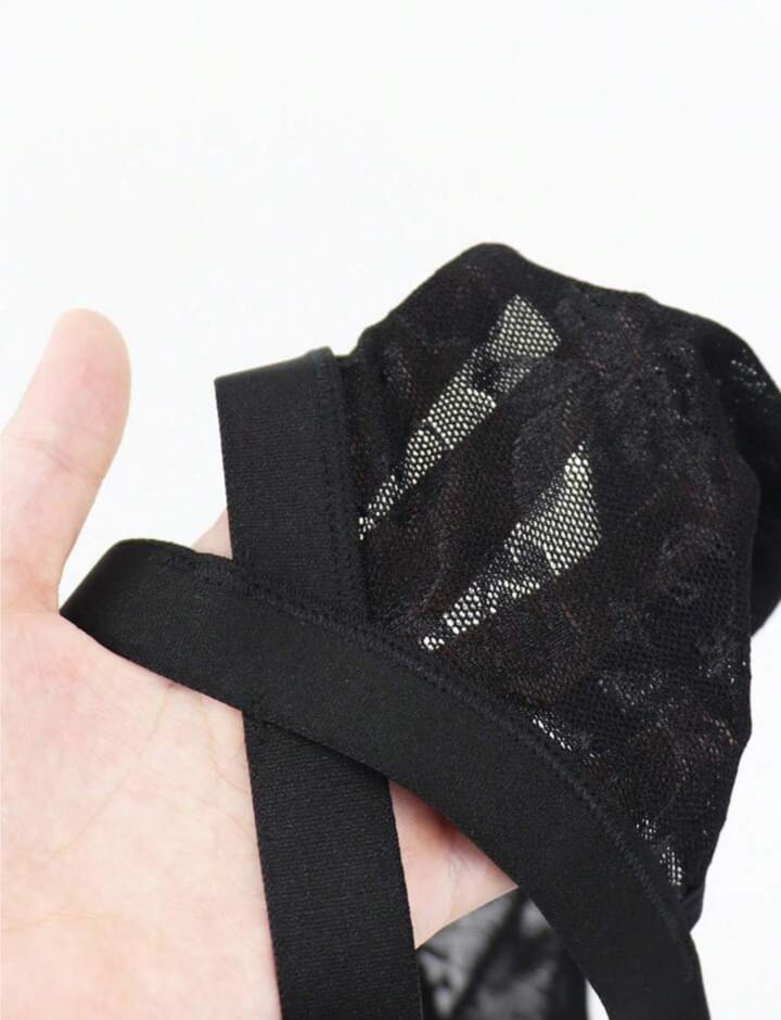 Men's Solid Color Breathable Lace Hollow Thong Underwear